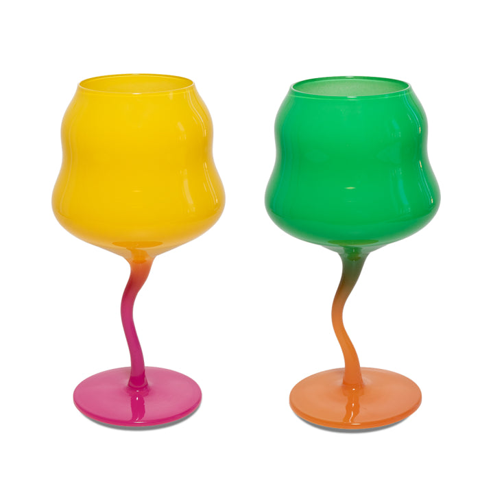 Set 2 calici cocktail. Colore 450 ml. Colori GIALLO E ROSA, VERDE E ARANCIONE.