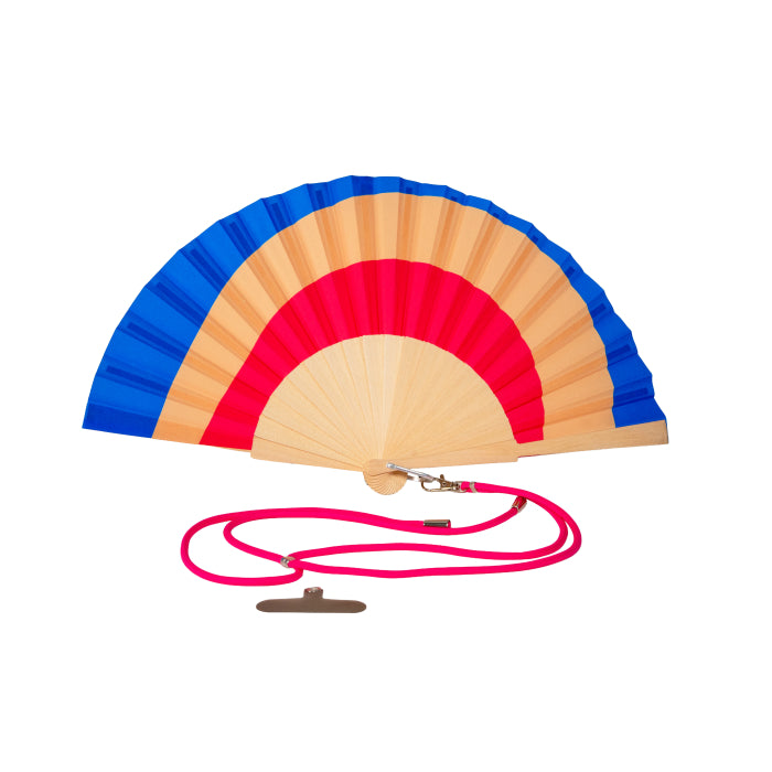 Ventaglio in legno e tessuto con laccio. Decoro FASCE.