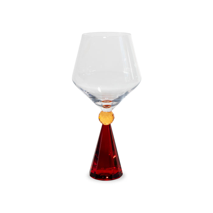 Calice per gin tonic in vetro con base effetto diamante 540 ml. Colore ROSSO.