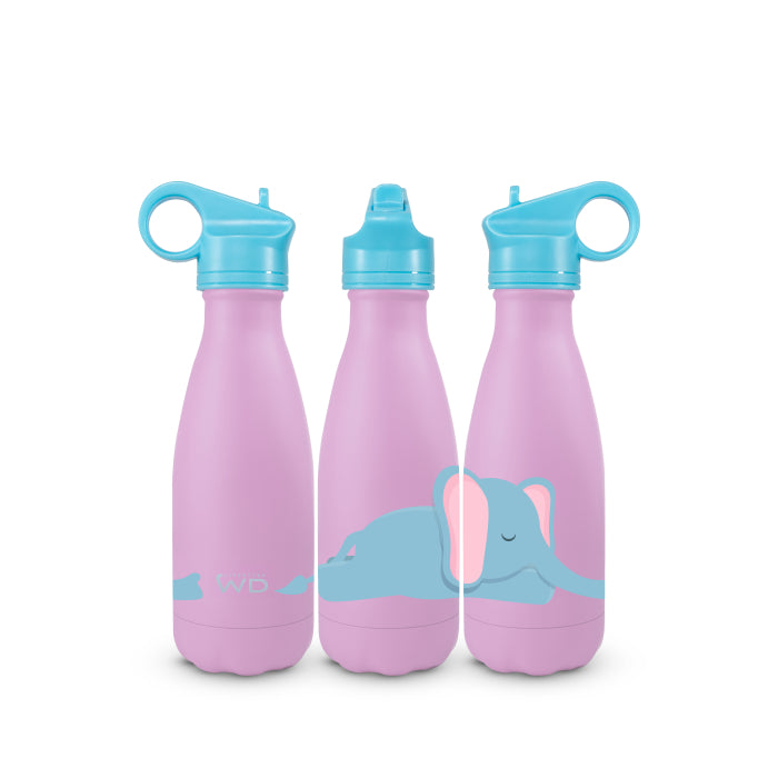 Bottiglia termica in acciaio inox 260 ml. Decoro ELEFANTE.