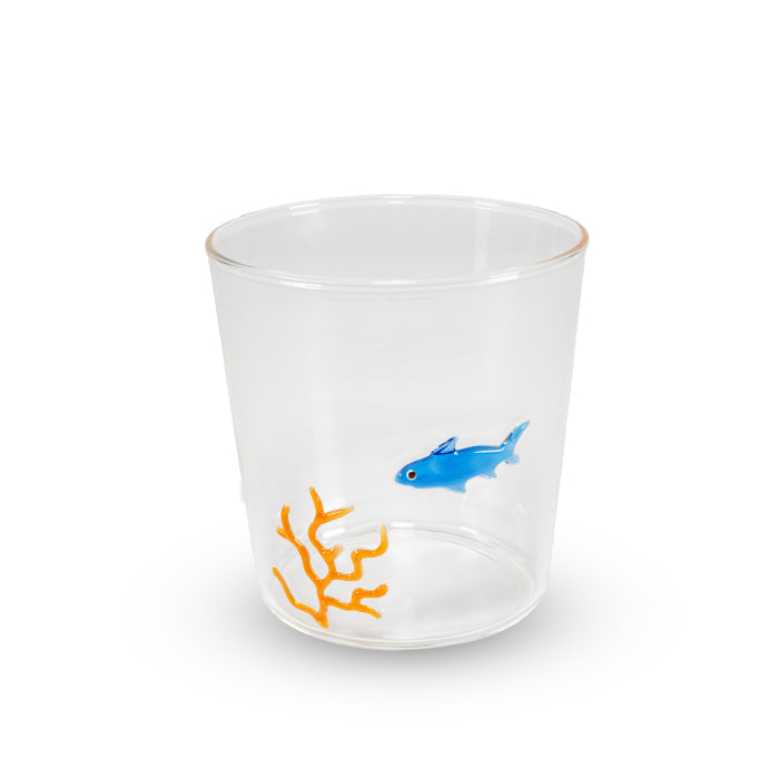 Bicchiere in vetro borosilicato 250 ml. Decoro SQUALO.