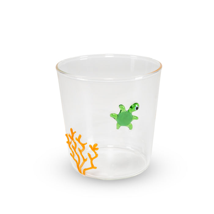 Bicchiere in vetro borosilicato 250 ml. Decoro TRATARUGA.