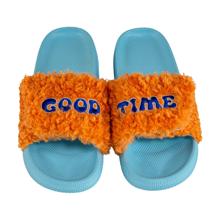 Ciabatte con strap. Decoro GOOD TIME. Taglia S/M.