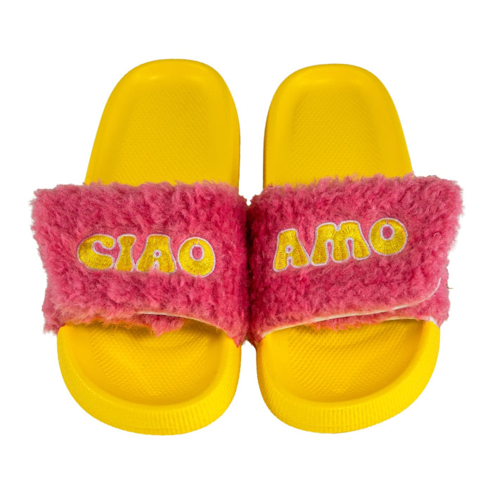Ciabatte con strap. Decoro CIAO AMO. Taglia M/L.