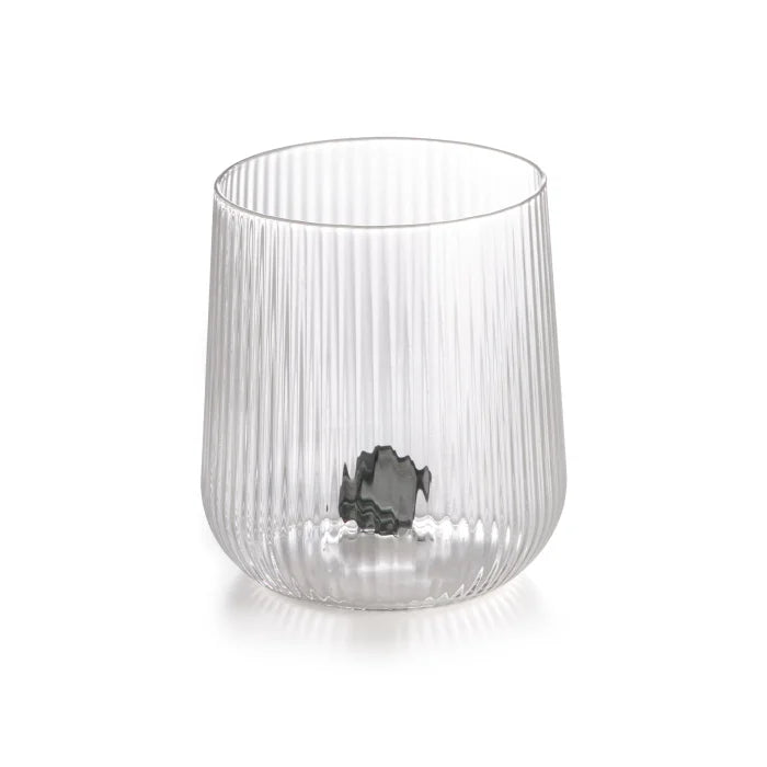 bicchiere in vetro borosilicato con gemma grigia