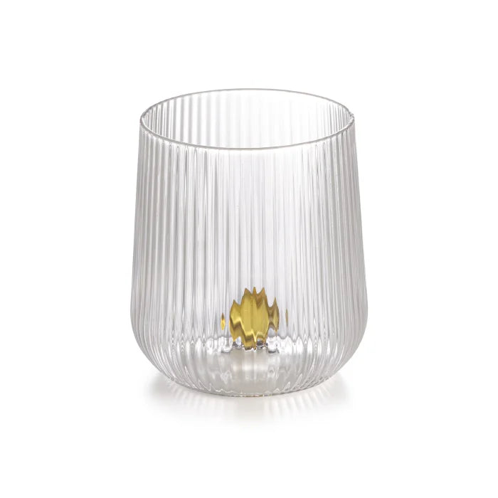 bicchiere in vetro borosilicato con gemma ambra