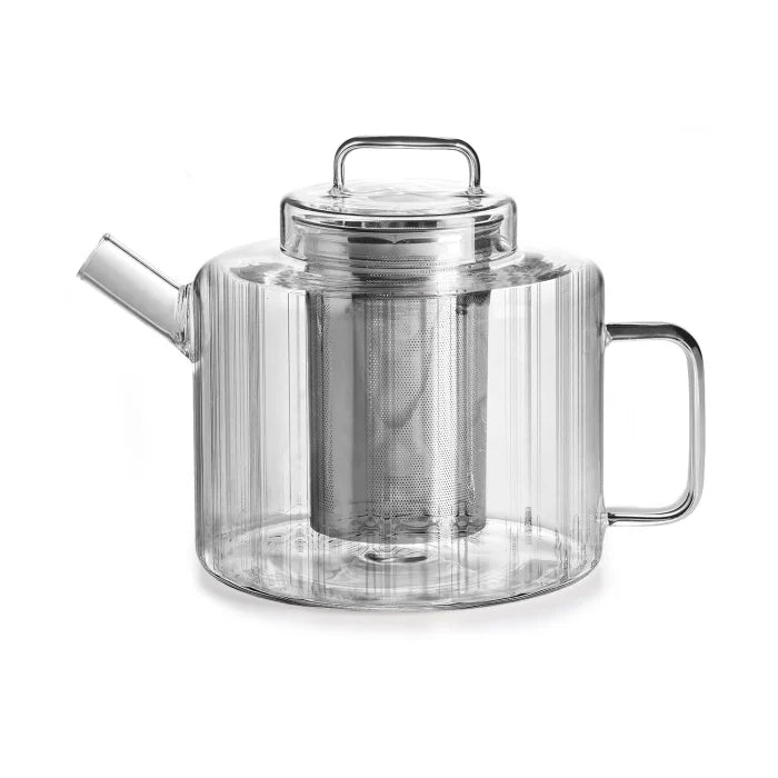 Luce teiera in vetro borosilicato trasparente con tappo e filtro in acciaio
