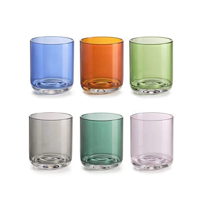 Élite set 6 bicchieri in vetro borosilicato ad alto spessore colori assortiti