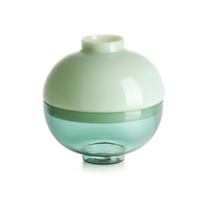 Scarlet vaso contenitore in vetro borosilicato bicolore verde trasparente/verde