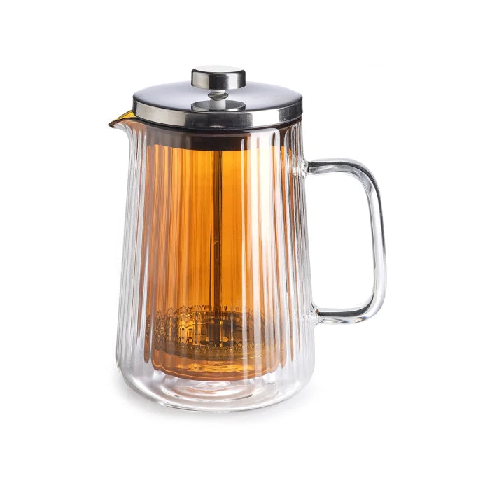 Narciso pressofiltro plissé in vetro borosilicato con coperchio in acciaio