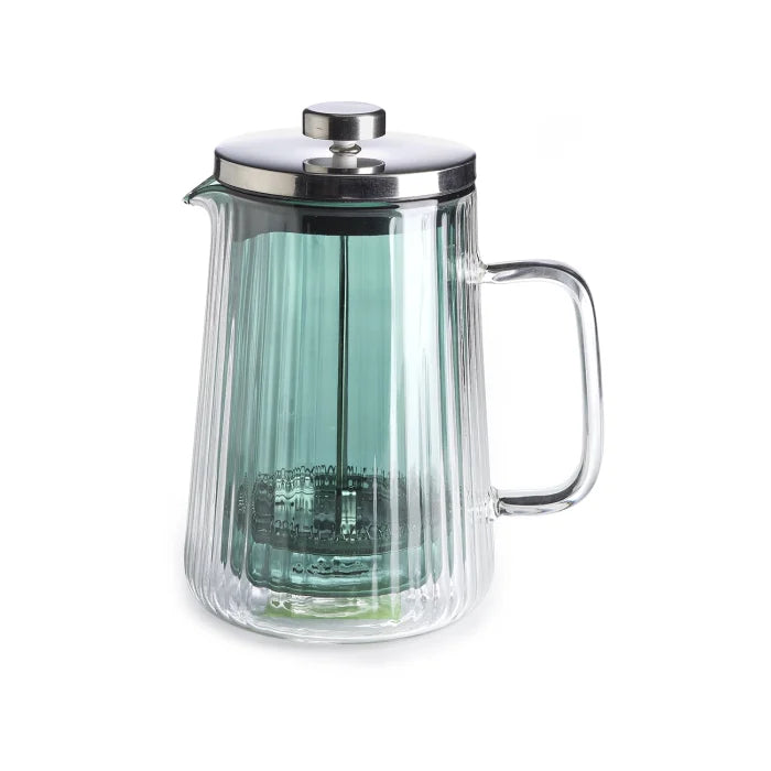 Narciso pressofiltro plissé in vetro borosilicato con coperchio in acciaio