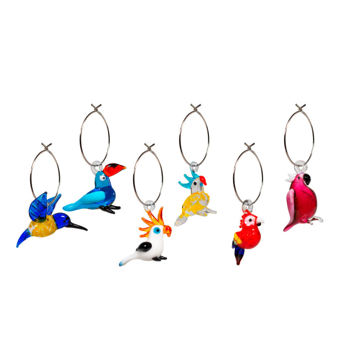 Set 6 anellini segnaposto con decoro in vetro colorato. Decorazione animali.