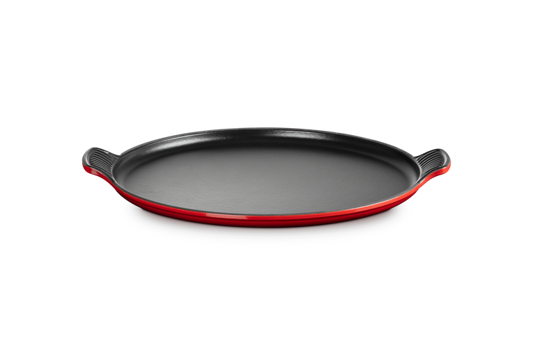 Grill rotondo extra large in ghisa vetrificata 32 cm, color ciliegia