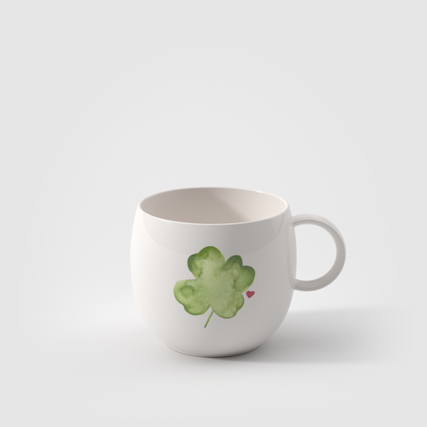 Good luck, Tazza con manico bianca, 290 ml, Premium Porcelain