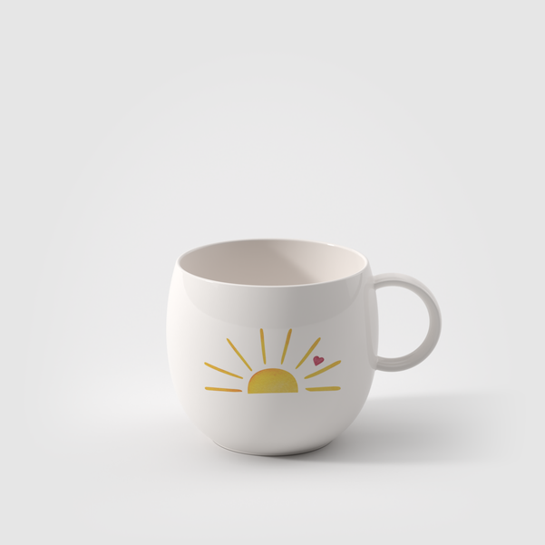 Hello sunshine, Tazza con manico bianca, 290 ml, Premium Porcelain