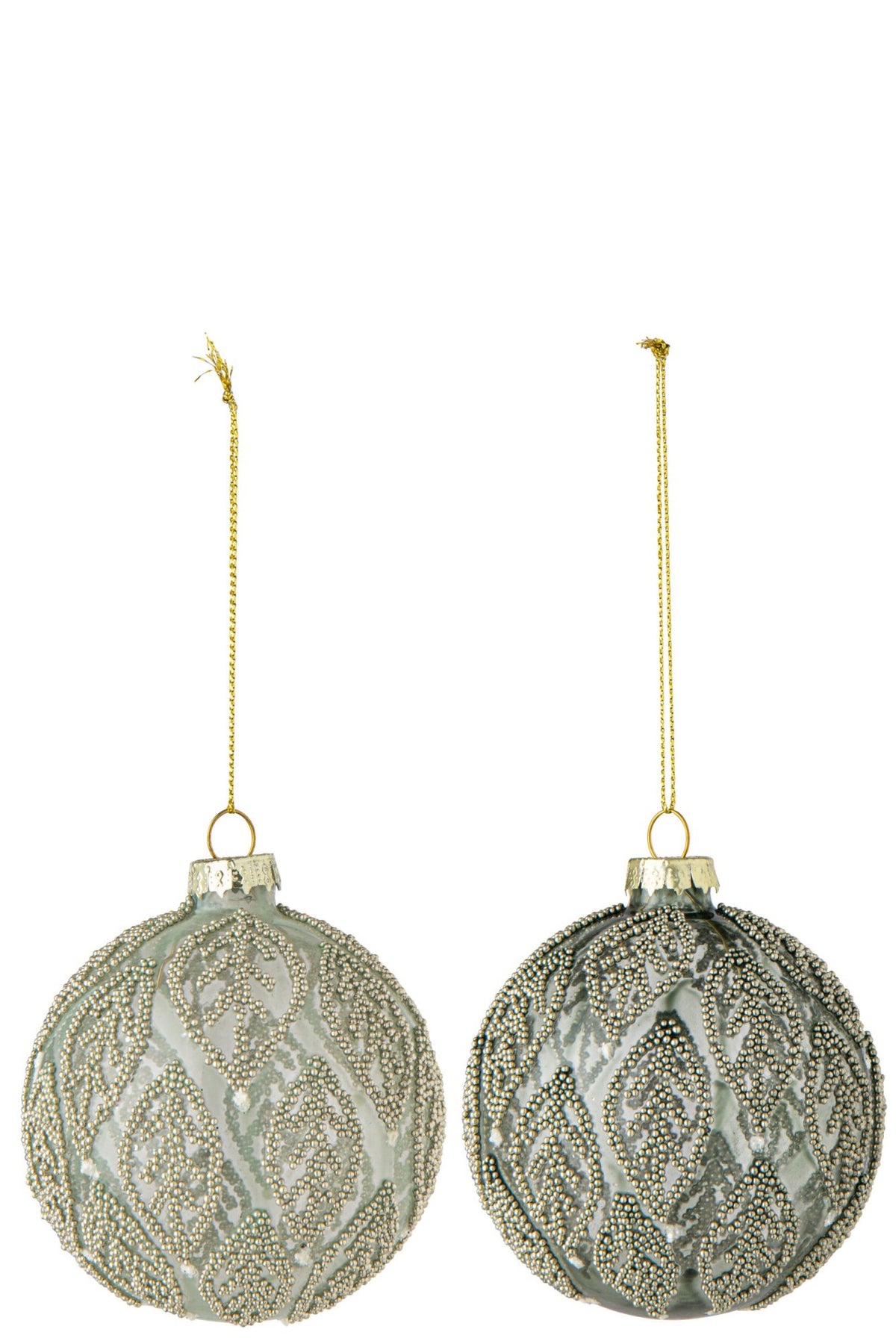 JOLIPA - Pallina Di Natale Foglie Vetro Verde Menta/Verde Scuro ASS 2- 265374