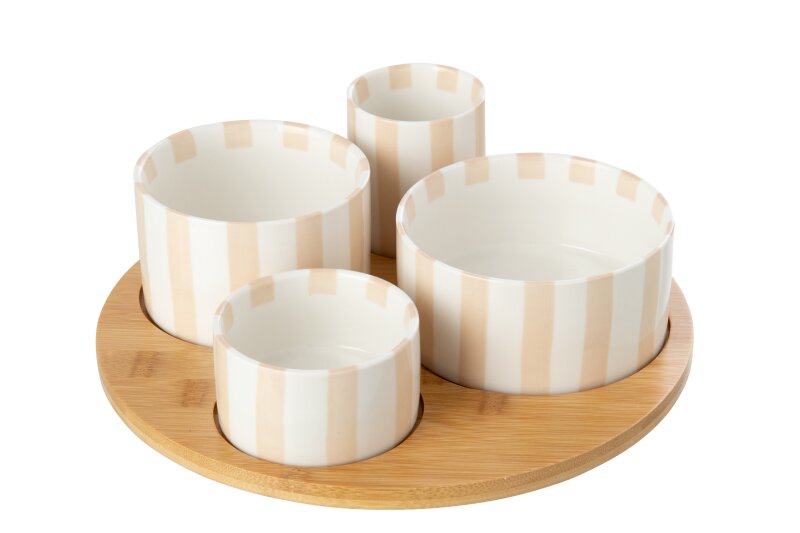 JOLIPA - Set Aperitivo Rigato Gres Beige Chiaro/Bianco - 268870