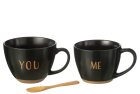 JOLIPA - Scatola 2 Tazze Ceramica Nero - 48868