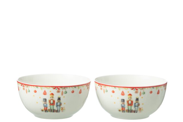 JOLIPA - 2 Ciotole Schiaccianoci Ceramica Bianco - 49324
