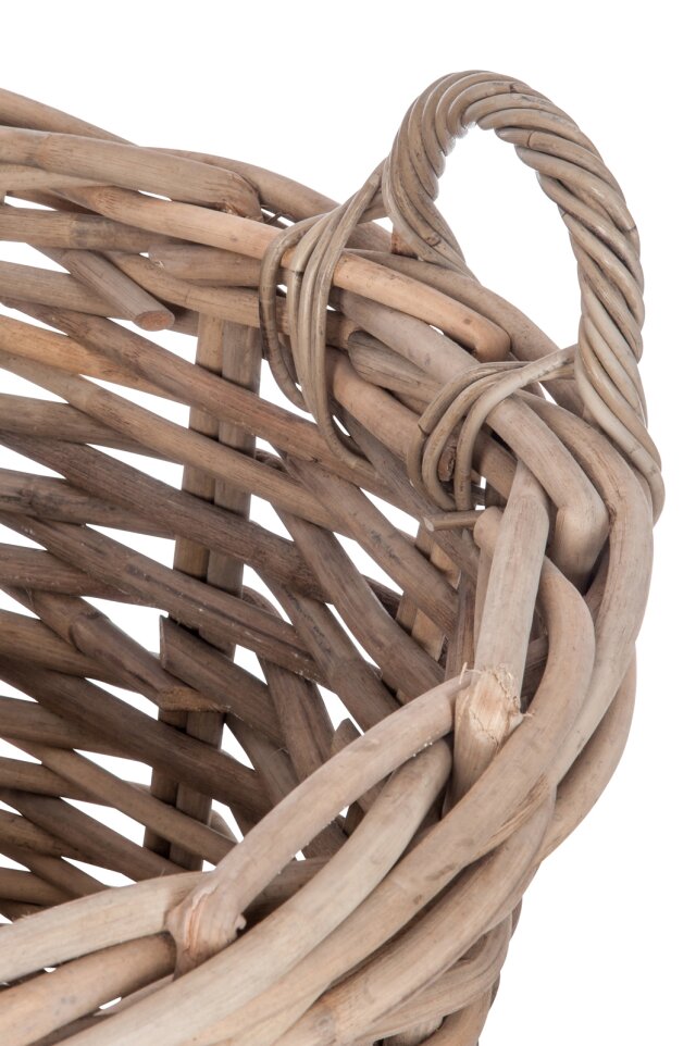 JOLIPA - Set 2 Cesti Rotondi con Manico Rattan Naturale 75X60Cm - 55045
