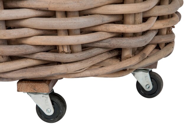 JOLIPA - Set 2 Cesti Rotondi con Manico Rattan Naturale 75X60Cm - 55045