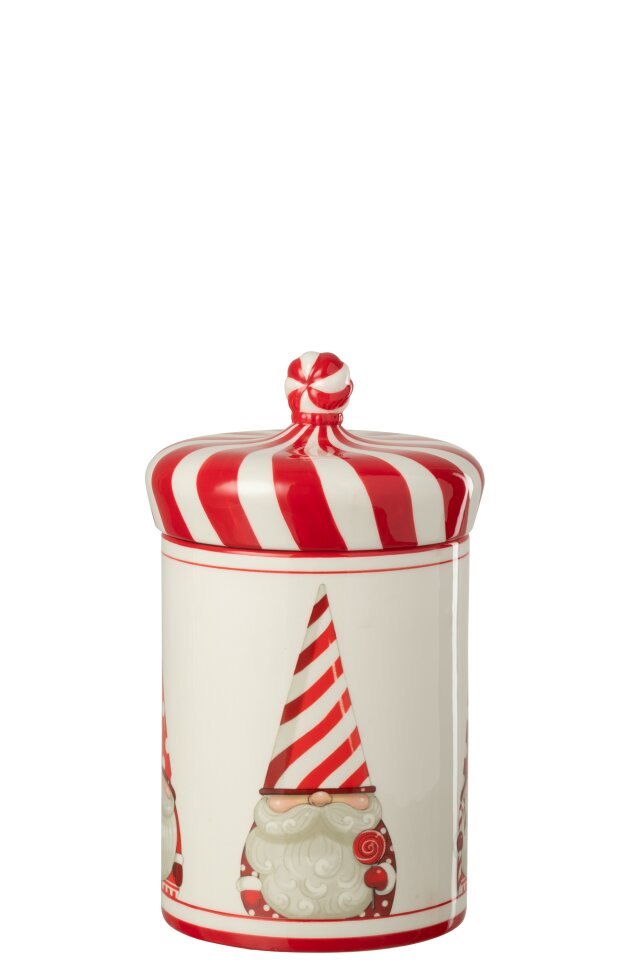 JOLIPA - Vaso Decorativo Babbo Natale Dolomite Rosso Natale/Bianco - 55670