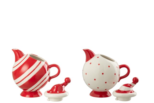JOLIPA -  Teiera Cappello Dolomite Rosso Natale/Bianco Assortimento Di 2 - 55680