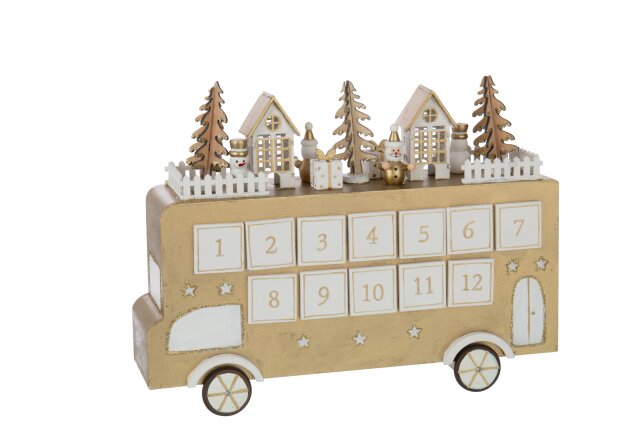 JOLIPA - Bus Calendario Dell'avvento Compensato Oro/Bianco - 56895