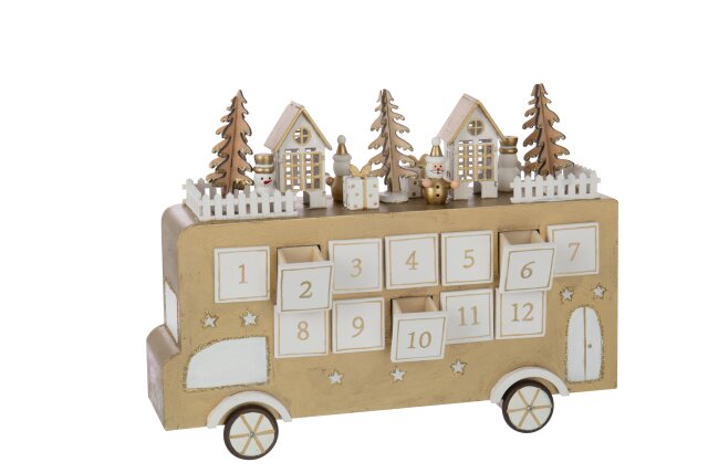 JOLIPA - Bus Calendario Dell'avvento Compensato Oro/Bianco - 56895