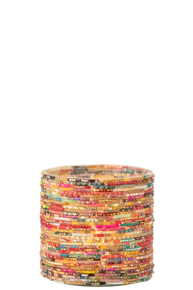 JOLIPA - Candeliere Perle Vetro Rosa/Oro Medium - 58567