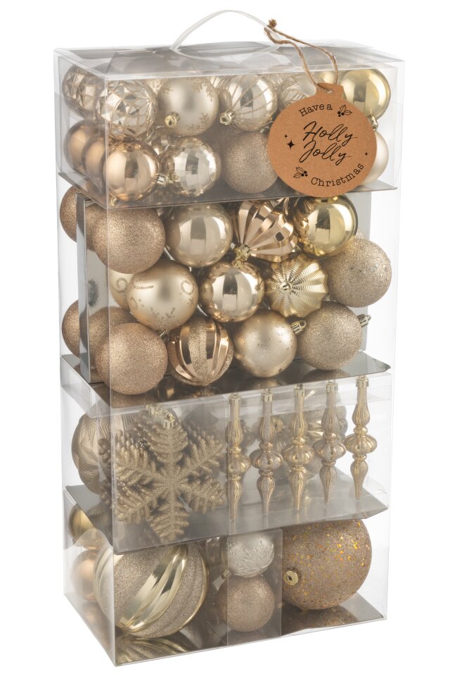 JOLIPA - 80 Palline Di Natale Plastica Beige/Ecru - 59486