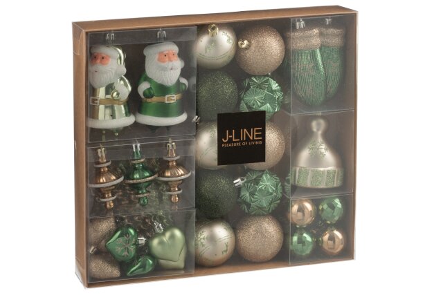 JOLIPA - 45 Palline Di Natale Plastica Verde Menta/Ecru - 59497