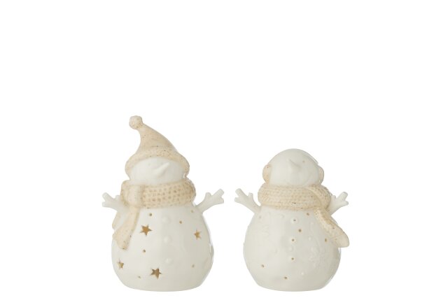 JOLIPA - Pupazzi Di Neve Led Stars Argilla Bianco/Beige Small - 59700