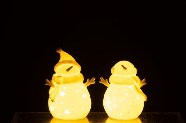 JOLIPA - Pupazzi Di Neve Led Stars Argilla Bianco/Beige Small - 59700