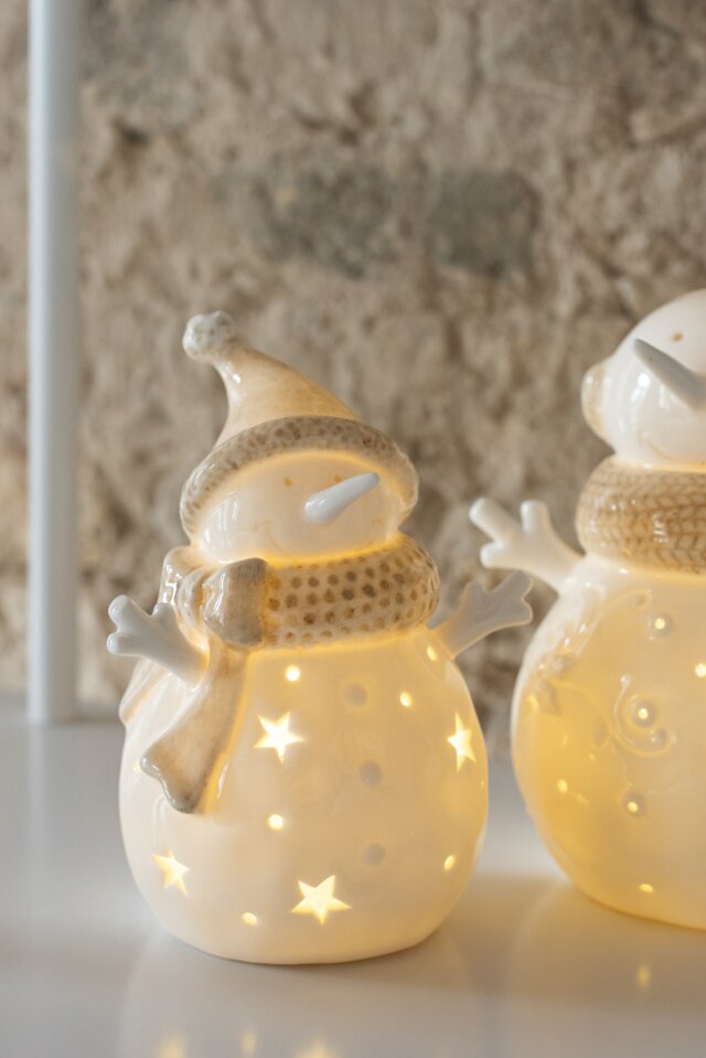 JOLIPA - Pupazzi Di Neve Led Stars Argilla Bianco/Beige Small - 59700