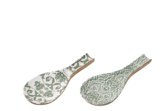 JOLIPA - Appoggia Cucchiai Legno Di Mango Verde/Bianco - 64393