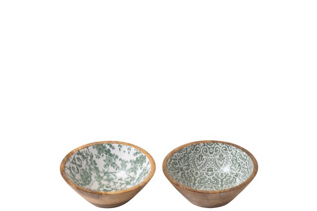 JOLIPA - Ciotole Legno Di Mango Verde/Bianco Small - 64395