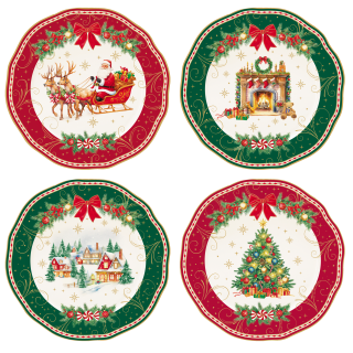 Easy Life - Set 4 piatti dessert Ø 20 cm CHRISTMAS HERITAGE -   R1076#CHER