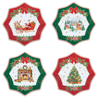 Easy Life - Set 4 piatti dessert Ø 16 cm CHRISTMAS HERITAGE - R1002#CHER