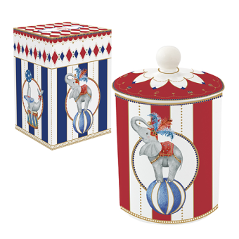 Easy Life - Barattolo c/coperchio porcellana 11,5x18 h cm CIRCUS - R1444#CIRC