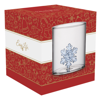Easy Life - Bicchiere in vetro borosilicato 250 ml, FIOCCO DI NEVE -  R0358#FOCO