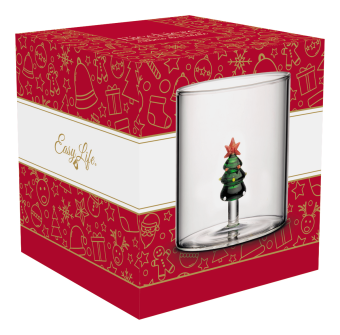Easy Life - Bicchiere in vetro borosilicato 250 ml  ALBERO DI NATALE - R0358#NAL