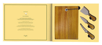 Easy Life - Set 4 pezzi formaggio - 3 coltelli formaggio + tagliere in acacia