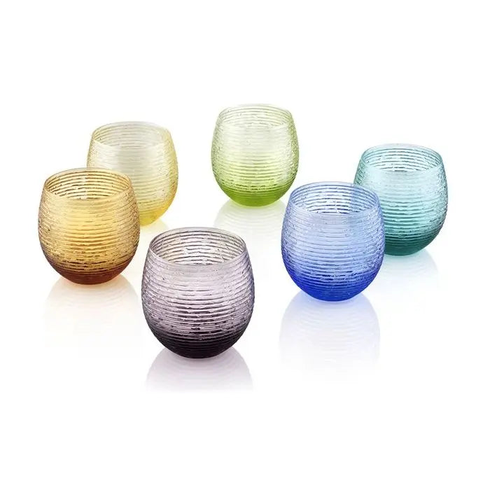 Multicolor Set 6 Bicchiere Acqua Colori Assortiti Scatola Regalo Cl.25