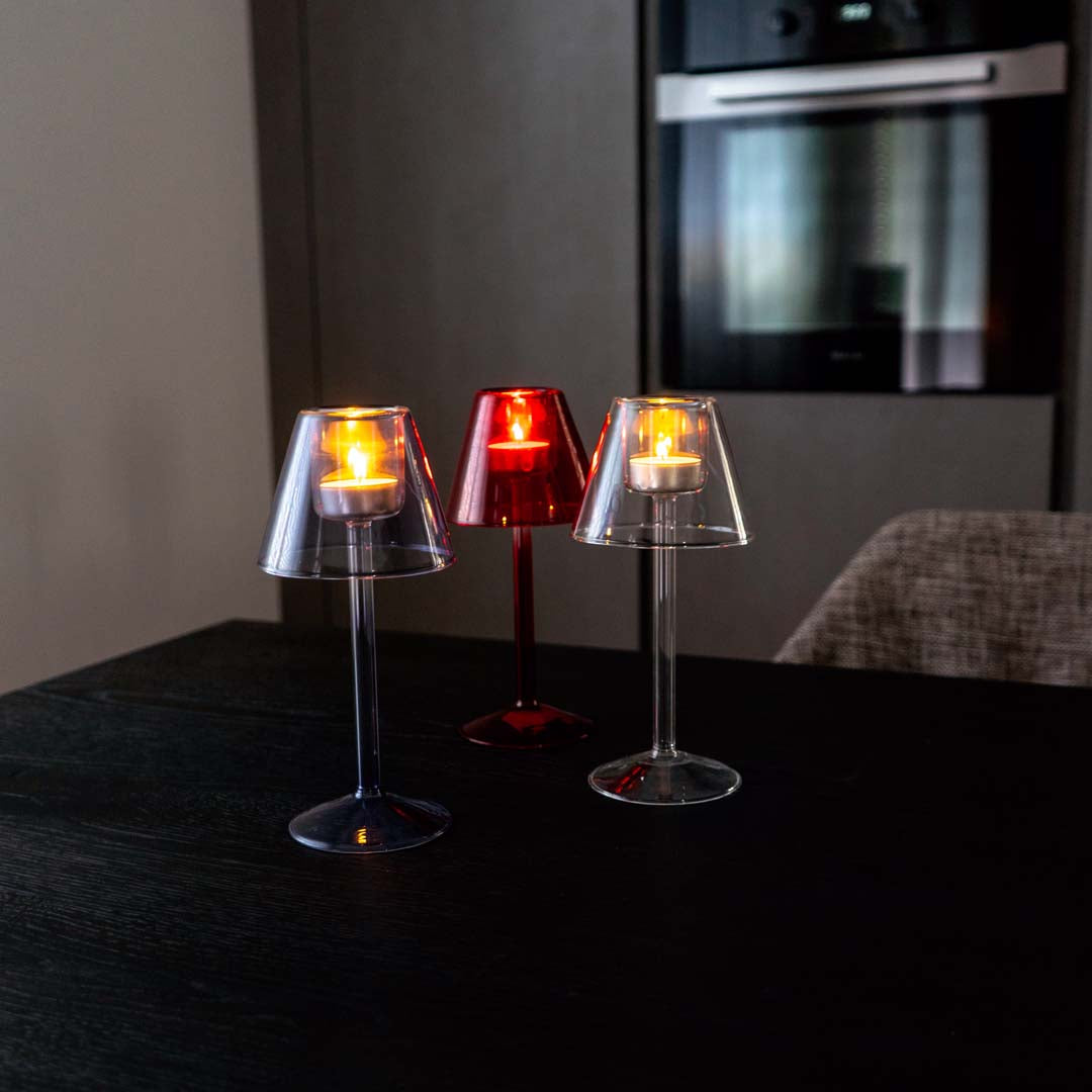 Porta tealight in vetro Borosilicato - 22cm / Rosso