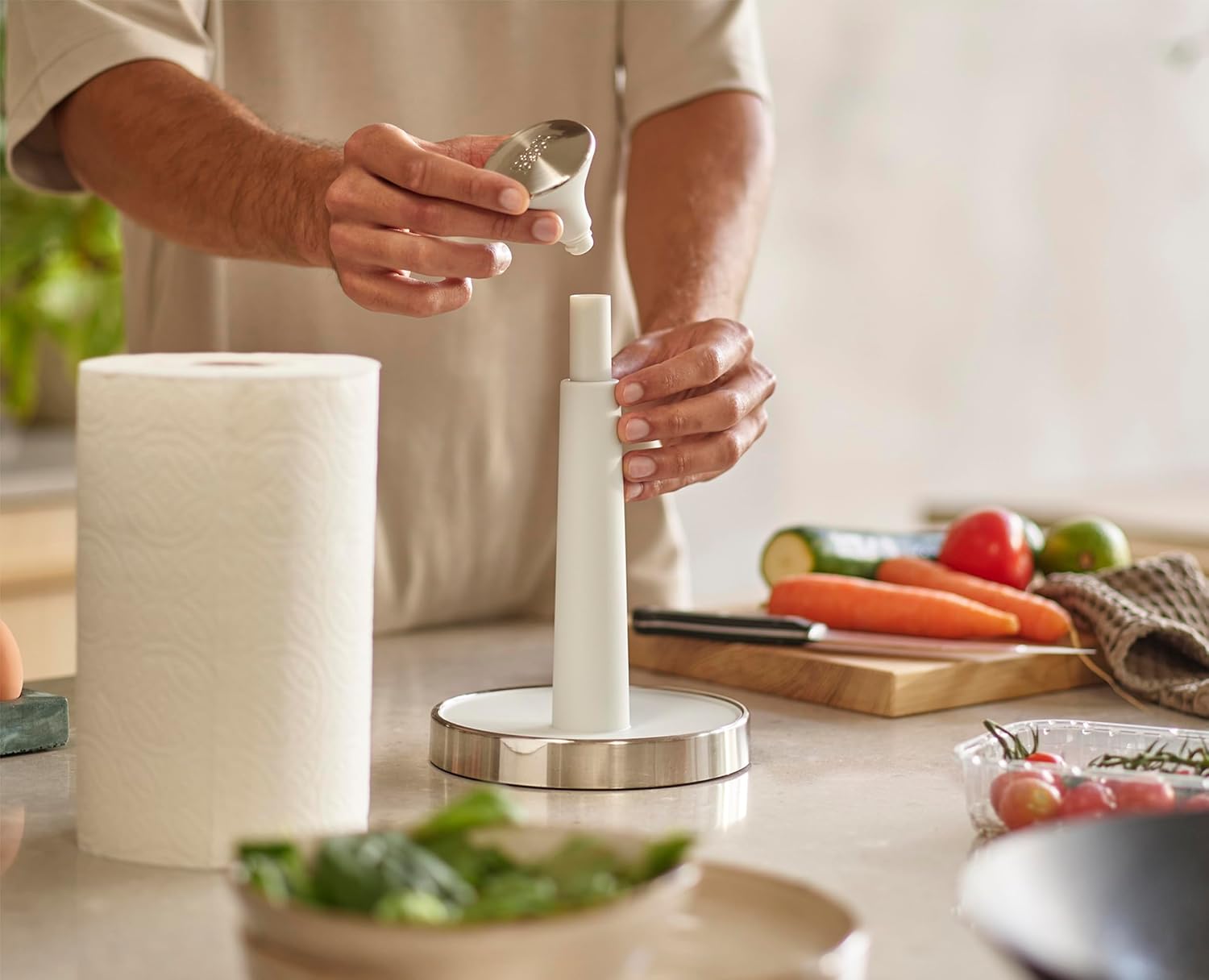Push&Tear Portarotolo da cucina facile da strappare - 24cm / Grigio Pietra