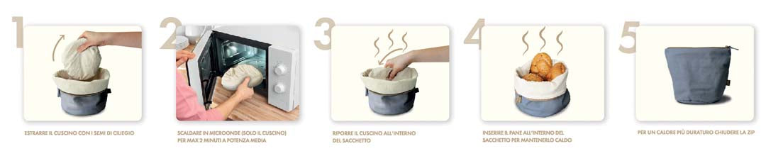 Wd Lifestyle Sacchetto pane riscaldabile in cotone grigio - WD571G