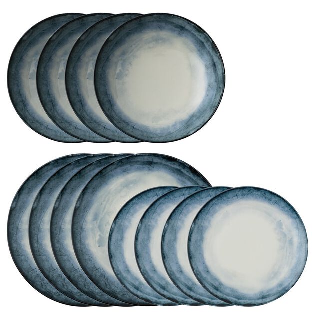 SHADE Set piatti 12 pezzi in Porcellana - Blue