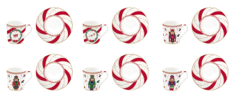 Easy Life - Set 6 tazzine 100 ml c/piattini NUTCRACKER TWIST - R0126#NTWI