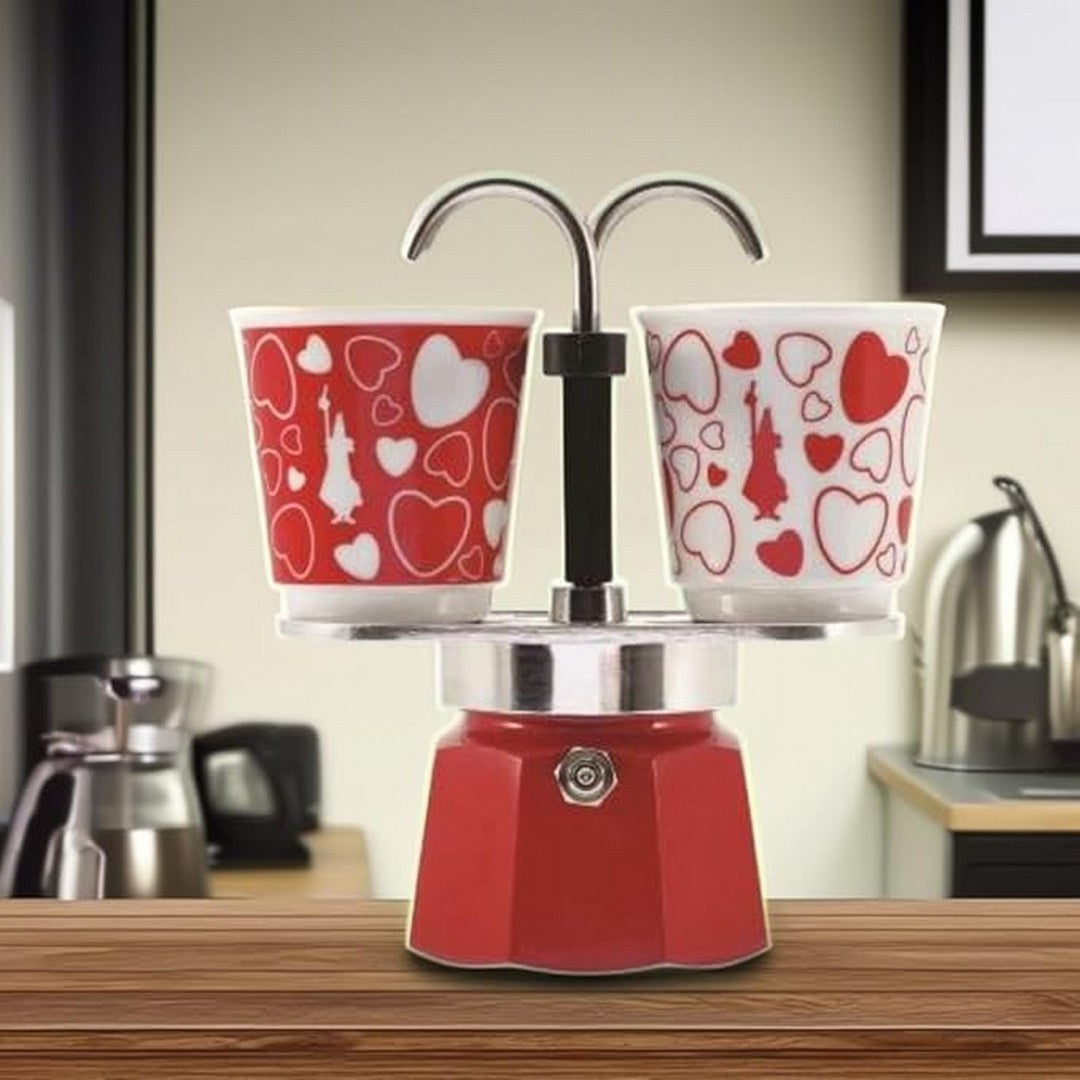 Bialetti Mini Express Cuori Rossi 2 Tazze